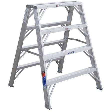 Werner Work Stand and Sawhorse Ladder, 4 Steps, 300 lb Load Capacity, 48 in Overall Height, Aluminum TW374-30