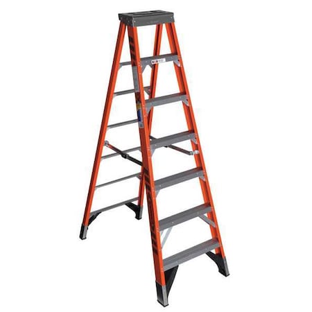 Werner 7 ft Fiberglass Stepladder, 375 lb Capacity 7407