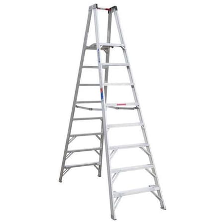 WERNER 10 ft Aluminum Twin Platform Stepladder, 300 lb Capacity PT378