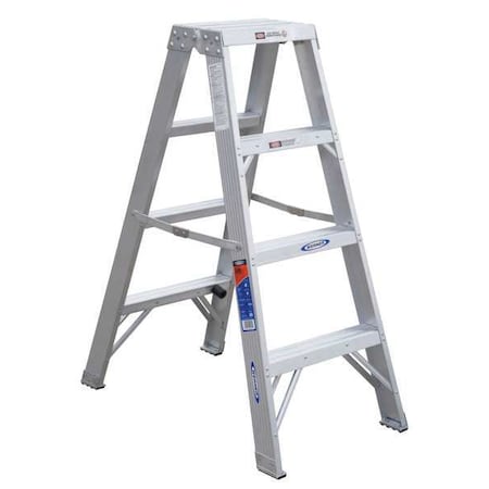 Werner 4 ft Aluminum Twin Stepladder, 300 lb Capacity T374