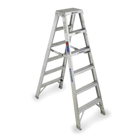 Werner 6 ft Aluminum Twin Stepladder, 300 lb Capacity T376