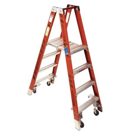 Werner 6 ft Fiberglass Twin Platform Stepladder, 300 lb Capacity PT7404-4C
