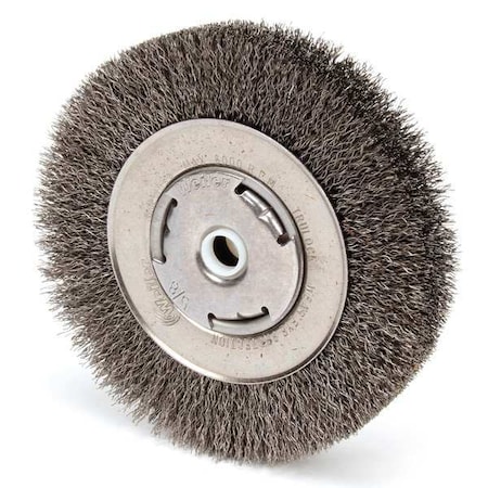 Weiler Crimped Wire Wheel Wire Brush, Arbor, 6" 93113