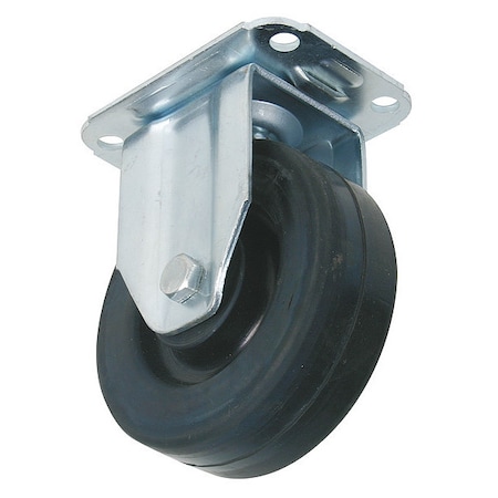 Zoro Select Rigid Plate Caster, Rubber, 4 in., 275 lb. 3A746