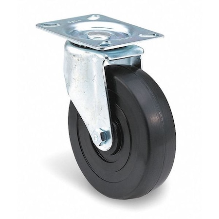 E.R. Wagner Swivel Plate Caster, Rubber, 4 in., 200 lb. 1F2804004000197R