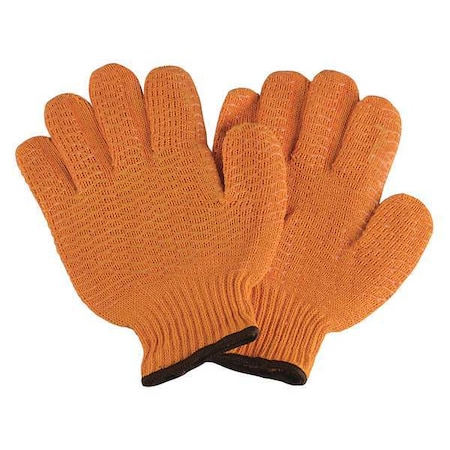 Condor Knit Gloves, Acrylic/Polyester, Dotted Full, Knit, Orange, S, 1 PR 3BA37