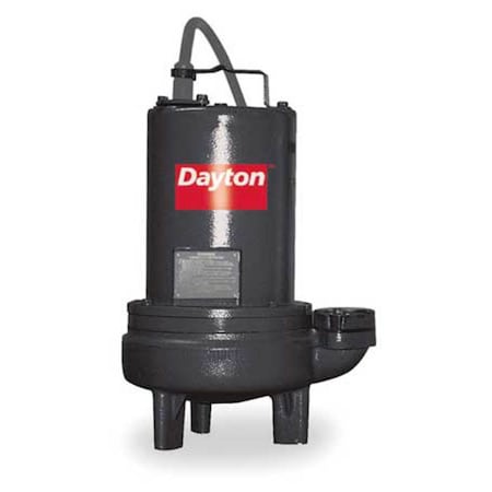 Dayton 1 HP 2" Auto Submersible Sewage Pump 230V Tether 3BB90