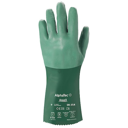 Ansell AlphaTec(R) 08-354 Chemical Resistant Gloves, Neoprene, 14 in L, 55 mil, Green, 9, 1 PR 08-354