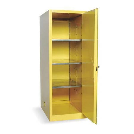 Eagle Mfg Hazardous Material Storage Cabinet, 48 gal, 3 Shelves, Steel, 23 in W x 65 in H x 34 in D, Yellow 1946X