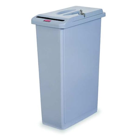 Rubbermaid Commercial Slim Jim 23 gal Rectangular Confidential Document Receptacle, Gray, None, Plastic, 11 in FG9W1500LGRAY