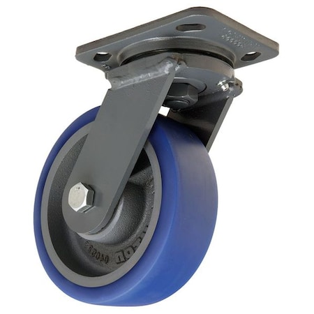 Hamilton Plate Caster, Swivel, Poly, 6 in., 960 lb., Blue S-WH-6SPB