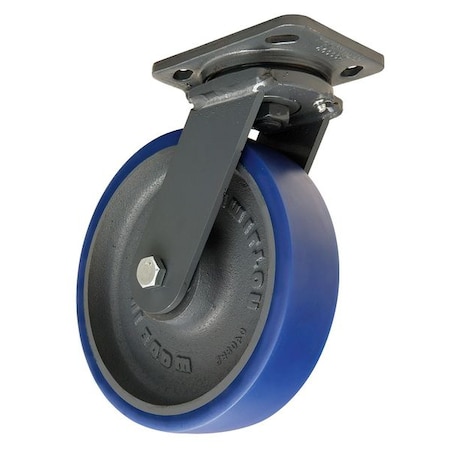 Hamilton Plate Caster, Swivel, Poly, 8 in., 1200 lb., Blu S-WH-8SPB