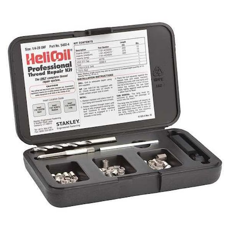 Stanley Engineered Fastening Free-Running Helical Insert Repair Kit, Helical Inserts, 1/4"-28, Plain 18-8 Stainless Steel 5402-4