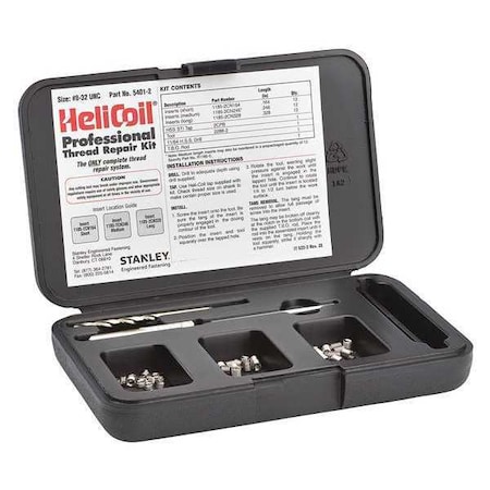 Stanley Engineered Fastening Free-Running Helical Insert Repair Kit, Helical Inserts, #8-32, Plain 18-8 Stainless Steel 5401-2