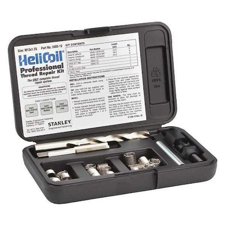 Stanley Engineered Fastening Free-Running Helical Insert Repair Kit, Helical Inserts, M12-1.25, Plain 18-8 Stainless Steel 5405-12