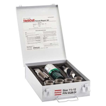 Stanley Engineered Fastening Free-Running Helical Insert Repair Kit, Helical Inserts, 1 1/2"-12, Plain 18-8 Stainless Steel 5528-24