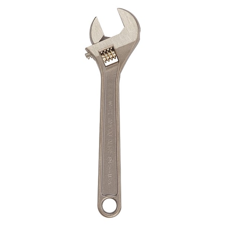 AMPCO SAFETY TOOLS Adj. Wrench, Nonspark, 8", 1-1/8", Natural W-71