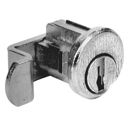 Compx National Pin Tumbler Keyed Cam Lock, Bright Nickel, 7/64 in For Door Thickness, 2 Number of Keys C8713