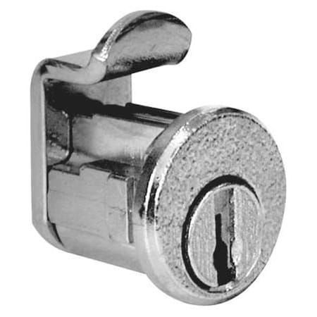 Compx National Pin Tumbler Keyed Cam Lock, Bright Nickel, 1/16 in For Door Thickness, 2 Number of Keys C8715