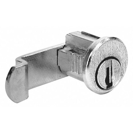 Compx National Pin Tumbler Keyed Cam Lock, Bright Nickel, 1/4 in For Door Thickness, 2 Number of Keys C8714
