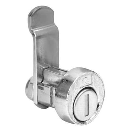 Compx National Pin Tumbler Keyed Cam Lock, Bright Nickel, 1/16 in For Door Thickness, 2 Number of Keys C8735
