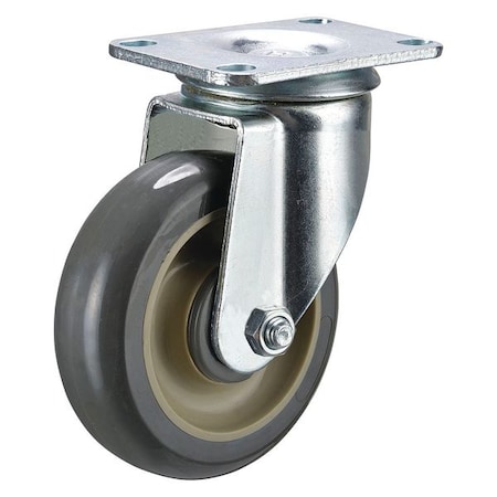 Zoro Select Swivel Plate Caster, 350 lb., 90 Shore A P12S-UP050B-12