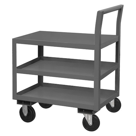Zoro Select Low-Profile Utility Cart with Lipped & Flush Metal Shelves, Steel, 1,400 lb Load Capacity, 43 in L LDO-243639-3-5PO-95