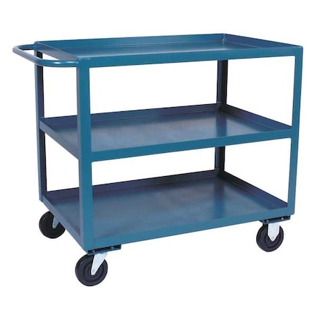 Jamco Utility Cart with Lipped Metal Shelves, Steel, 1,200 lb Load Capacity, 3 Shelves, 66 in L, 31 in W SC360P500GP