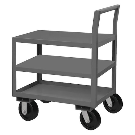 Zoro Select Low-Profile Utility Cart with Lipped & Flush Metal Shelves, Steel, 4,800 lb Load Capacity, 40 in H LDO-306041-3-8PH-95