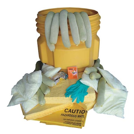Oil-Dri Spill Kit, 60 gal Volume Absorbed per Kit, 65 gal Capacity, Drum, Yellow L90765