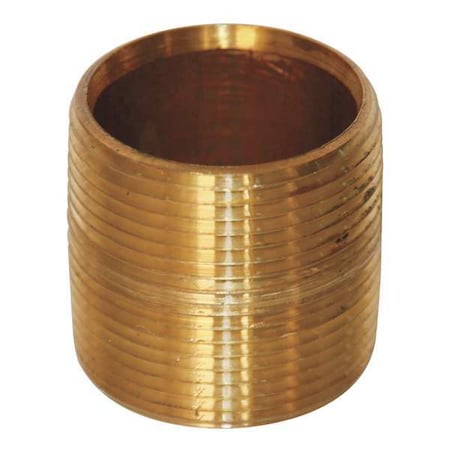 Zoro Select Nipple, Red Brass, 2 x 2 In 468-001X