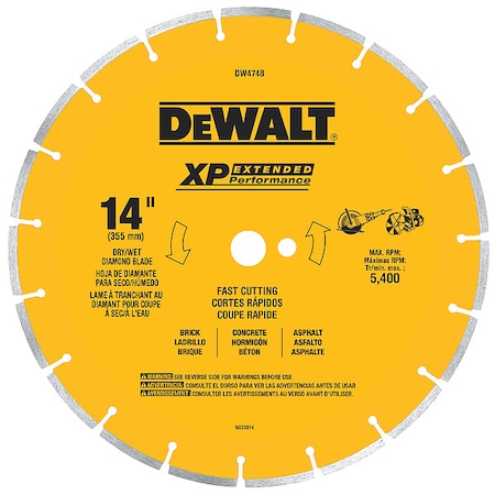 Dewalt 14" XP fast cutting segmented diamond blade DW4748