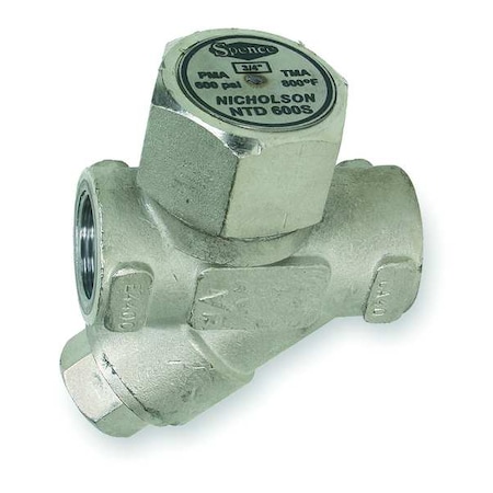 Crescent Nicholson Steam Trap, 800F, Stainless Steel, 600 psi, Pipe Configuration: Straight NTD600-N1D9S