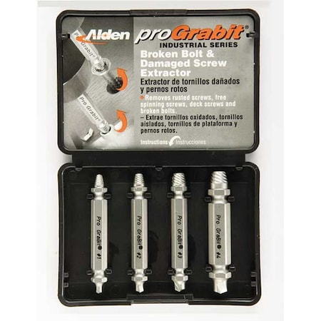 ALDEN Drill/Extractor Set, 4 PC, #4-3/8 In Cap 8440P