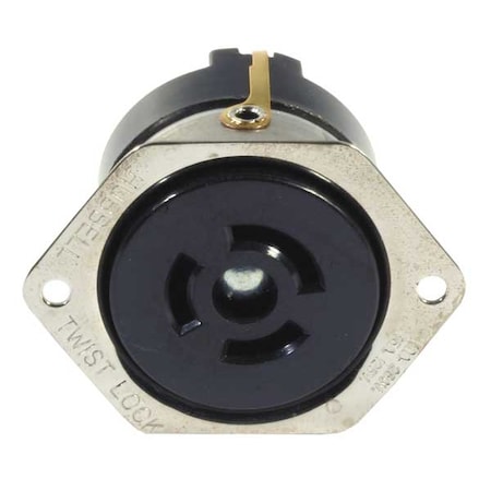 Hubbell Wiring Device-Kellems Flanged Locking Receptacle, Non-NEMA, 10/15 A, 125/250V AC, Single Phase, 2 Pole, Flush Mount HBL7557G