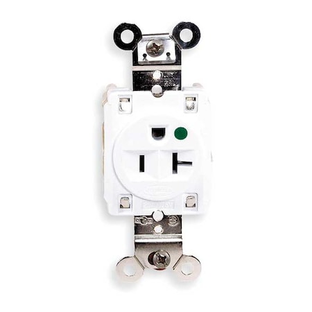 Hubbell Wiring Device-Kellems Straight Blade Receptacle, 5-20R, 20 A, 125V AC, 2 Pole, 3 Wire, Flush Mount, Grounded HBL8310W