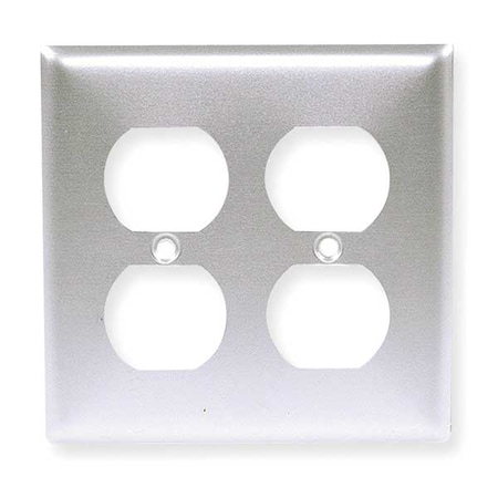 Hubbell Wiring Device-Kellems Duplex Opening Wall Plates and Box Cover, Number of Gangs: 2 Aluminum, Brushed Finish, Silver SA82