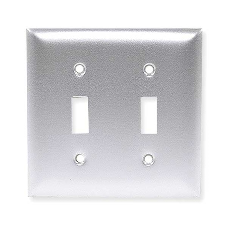 Hubbell Wiring Device-Kellems Toggle Switch Wall Plates, Number of Gangs: 2 Aluminum, Brushed Finish, Silver SA2