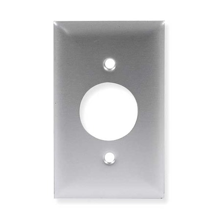 HUBBELL Single Receptacle Wall Plates, Number of Gangs: 1 Aluminum, Brushed Finish, Silver SA7