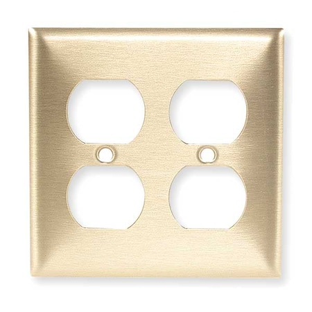 Hubbell Wiring Device-Kellems Duplex Opening Wall Plates, Number of Gangs: 2 Brass, Brushed Finish, Brass SB82