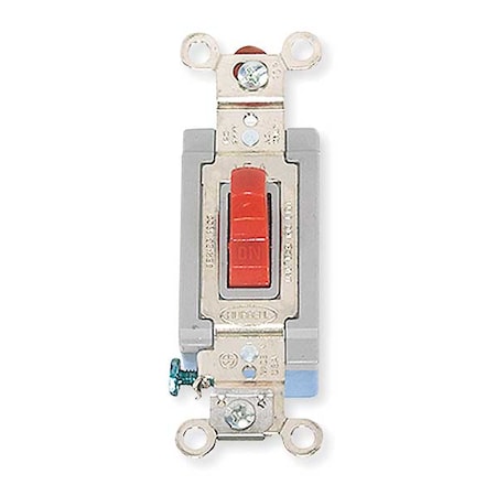 Hubbell Wiring Device-Kellems Wall Swtch, 1-Pole, 120/277V, 15A, Red, Toggl HBL1201R