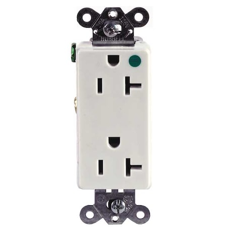 Hubbell Wiring Device-Kellems Duplex Straight Blade Receptacle, 5-20R, 20 A, 125V AC, 2 Pole, 3 Wire, Flush Mount IG2182WA