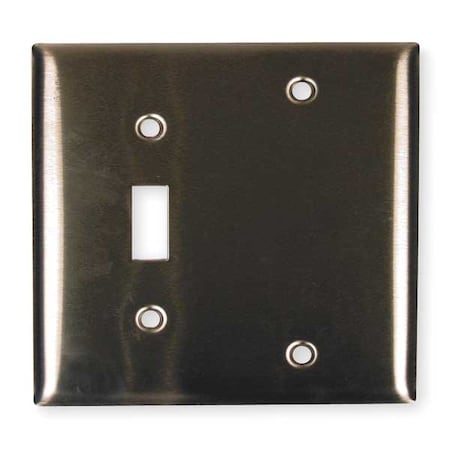 Hubbell Wiring Device-Kellems Toggle Switch/Blank Wall Plates and Box Cover, Number of Gangs: 2 Stainless Steel, Brushed Finish SS113