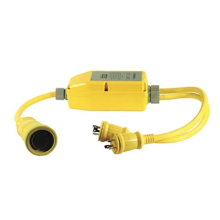 Hubbell Wiring Device-Kellems Plug Adapter, Marine Grade, Y Adapter, Non-NEMA, 5-15P, 4.6 ft., Yellow YQ230