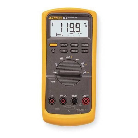Digital Multimeter, 1,000 V Max DC, 0 V Max AC, Average, 6,000 Instrument Counts, LCD -  FLUKE, Fluke-83-V