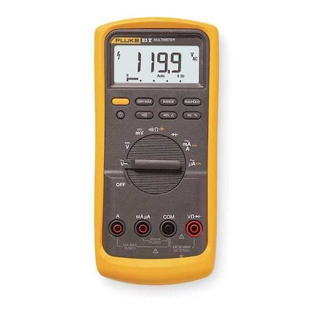 FLUKE Digital Multimeter, 1,000 Max. AC Volts, 1,000 Max. DC Volts, 10 Max. AC Amps, 10 Max. DC Amps Fluke-83-V