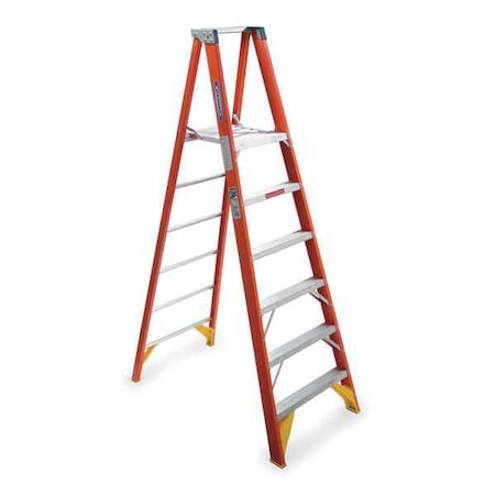 Werner 8 ft Fiberglass Platform Stepladder, 300 lb Capacity P6206