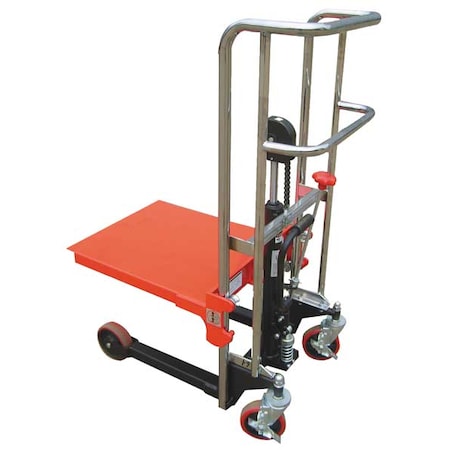 DAYTON Portable Manual Platform Lift Truck, Manual, 880 lb Load Capacity, Foot Pump Lift Control 4ECW8