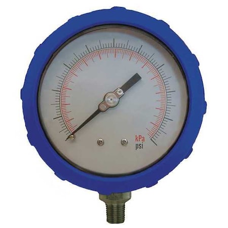 Zoro Select Industrial Pressure Gauge, 0 to 160 psi, 4 in Dial, 1/4 in NPT, Bottom Location 4EFG5