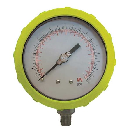 Zoro Select Industrial Pressure Gauge, 0 to 15 psi, 4 in Dial, 1/4 in NPT, Bottom Location 4EFJ7